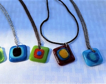 Fused Glass Square Tile Necklace