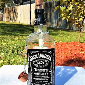 Jack Daniels Liquor Bottle Patio Oil Lamp