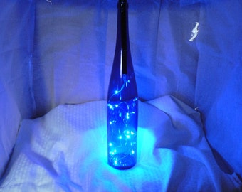 Blue Wine Bottle With Fairy Lights
