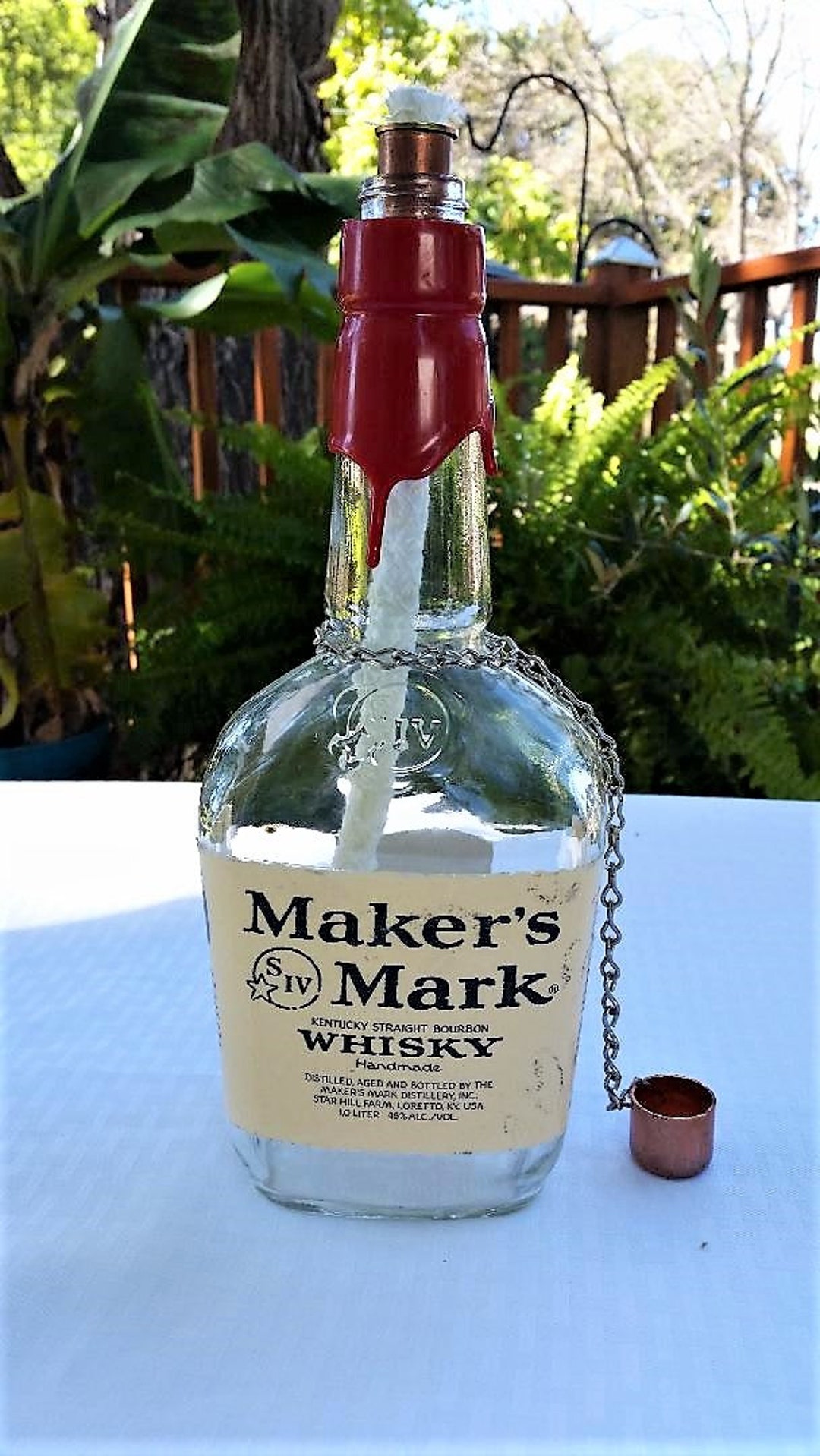 Recycled Makers Mark Liquor Bottle Patio Oil Lamp Etsy
