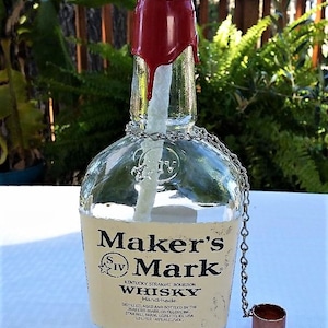 Recycled Makers Mark Liquor Bottle Patio Oil Lamp