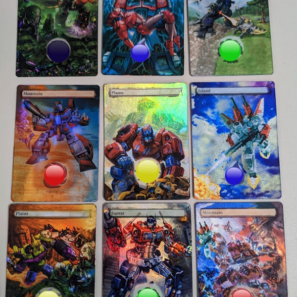 FOIL MTG Transformers Optimus Prime Autobots Altered Art Lands Commander EDH Cube - Tous les 35 dollars dépensés, obtenez un pack booster et une carte bonus