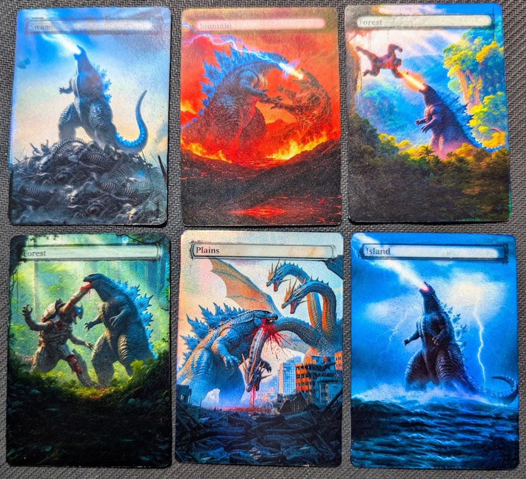 FOIL MTG Godzilla Kaiju Altered Lands Great for Commander EDH Cube