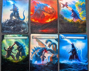 FOIL MTG Godzilla Kaiju Altered Lands Great for Commander EDH Cube