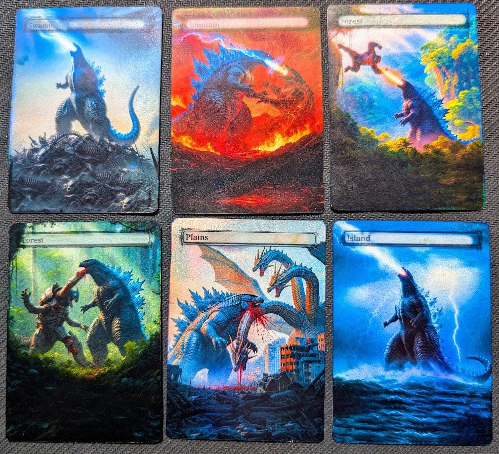 FOIL MTG Godzilla Kaiju Altered Lands Great for Commander EDH Cube