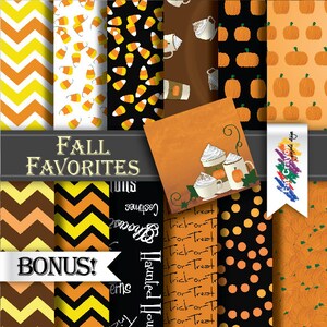 INSTANT DOWNLOAD - Autumn/ Fall Inspired Pattern Paper Package - (12 Pack) 12  x 12 - Includes BONUS Page!