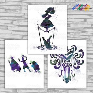 INSTANT DOWNLOAD -  Haunted Mansion Inspired Watercolor Digital Art - 3 PACK - 8 x 10
