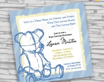 Teddy Bear Baby Shower Invitation BOY - Digital File