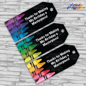 Instant Download -Crayon / Rainbow Birthday FAVOR TAGS