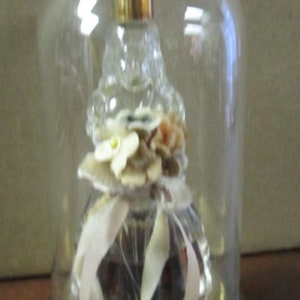 Yesteryear Figure Of Lady Perfume Glass Bottle In A Glass Dome By Babs Creations Inc 1940&#39;s 1/3 FULL