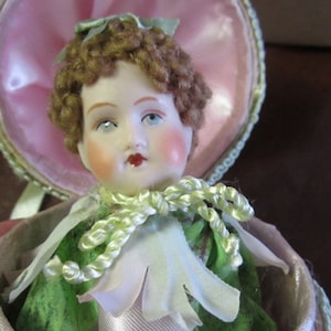Decorative Jeweled Egg With Bisque Pierrot Head Inside Artist Made