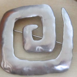 J Jonette Signed Large Vtg Estate Silver tone Brooch