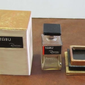 Vintage Tabu By Dana Empty Glass Bottle W / Box