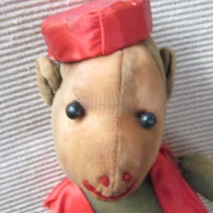 Vtg Handmade Sock Cloth Monkey Stockinette Silky Cap and Vest