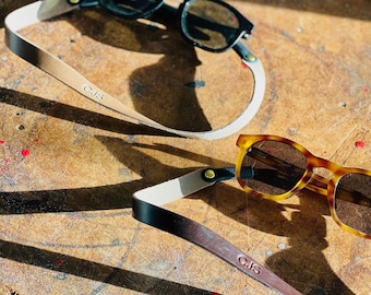 Monogrammed Leather Sunglass Strap (Waxed Classic Style)