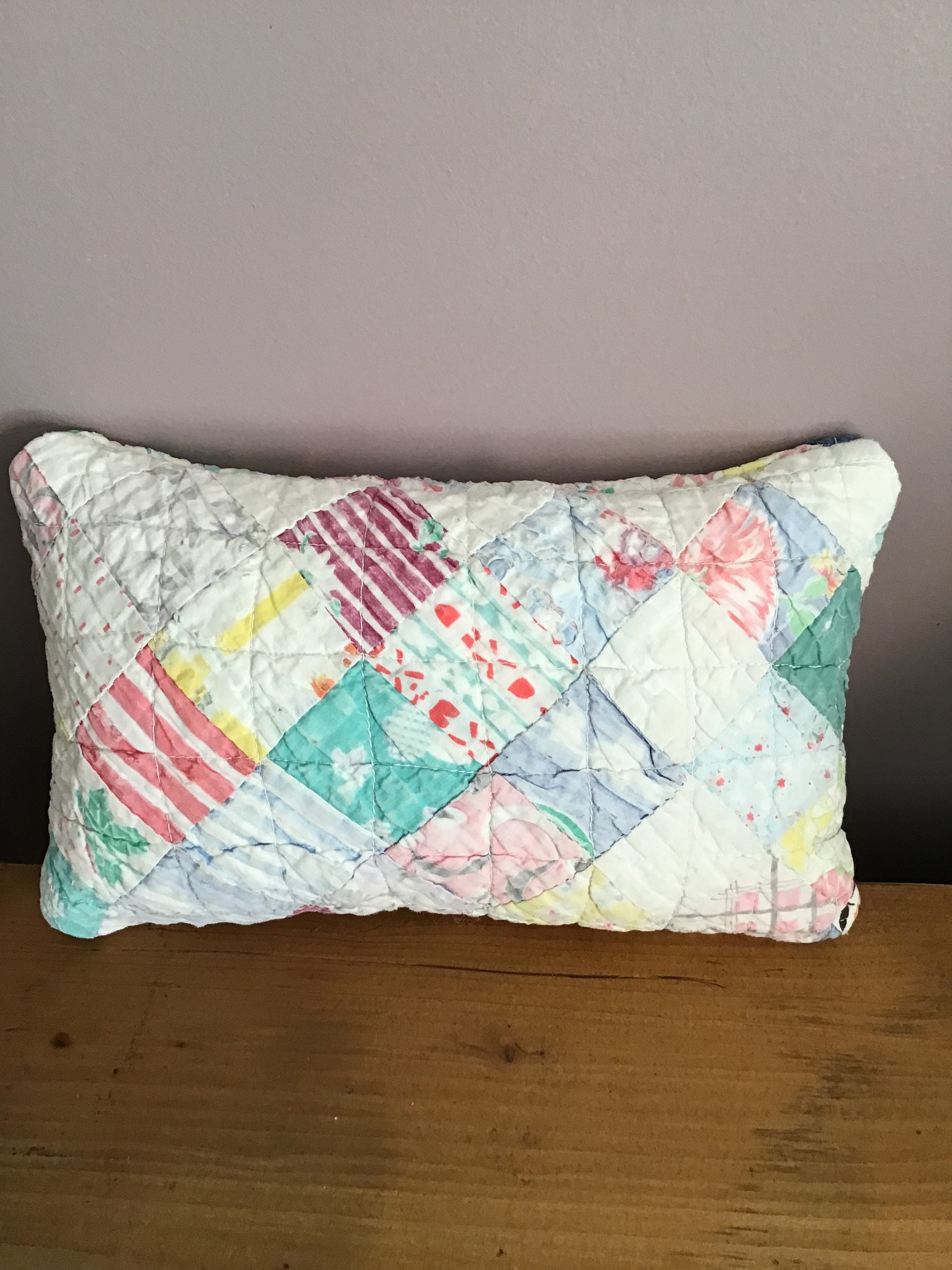 Small Pillow Made From A Vintage Cutter Quilt Pillow With Etsy