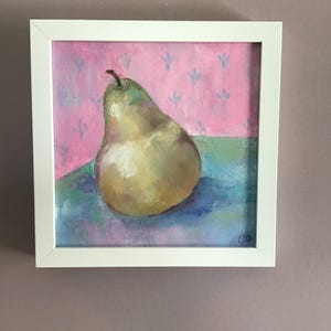 Original Oil Painting, Wall Art, Framed Painting, Affordable Original Art, Pear Painting