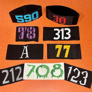 1-Color Font: Roller Derby Armbands / Custom Embroidered Arm Bands (2 bands/PAIR)