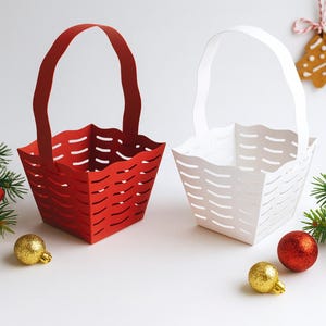 Szablon koszyka DIY w formacie SVG | Bez kleju, upominki na przyjęcie świąteczne (~2,75 cala)