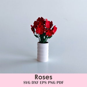 Modello di rosa / Fiore di carta arrotolato in miniatura, cartolina di Pasqua floreale, fiori SVG per la primavera, scatole ombra e altro ancora