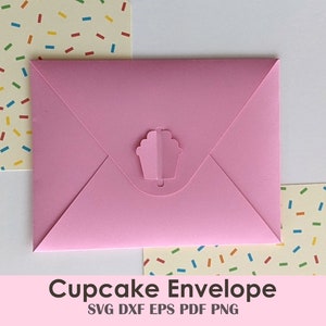 Cupcake Geburtstag Umschlag Vorlage DIY | A2 (5,75" x 4,38") oder skalierbare | Für Prinzessin Party, Mädchengeburtstag, Tiara Party