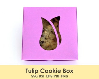 Tulip Cookie Box Printable DIY Template | For Classroom Treats, Kids Parties, Favors, Bakes Goods | 4"x4"x.75" or Scalable