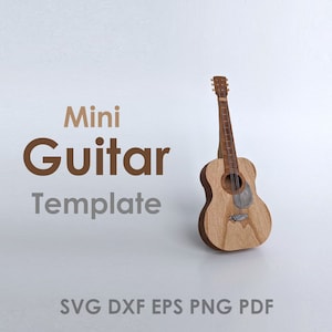 Papieren gitaar sjabloon voor Cricut Maker, Explore, Joy | Bluegrass Country Muziekinstrument voor Poppenhuizen, Miniaturen, Muziekleraren