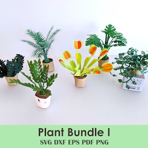 Miniatuur plantensjabloonbundel | Eenvoudig Cricut SVG-project voor beginners, schaduwdozen, Cricut feestdecoraties, poppenhuizen