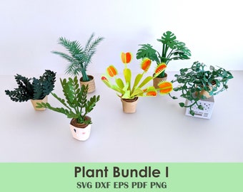 Miniature Plant Template Bundle | Easy Cricut SVG Project for Beginners, Shadow Boxes, Cricut Party Decorations, Dollhouses