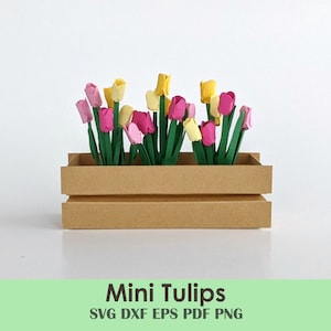 Mini Tulip Garden Template voor Cricut en Silhouet | Rolled Flower Papercraft Activiteit