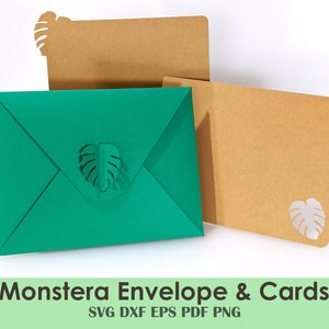 Monstera Envelope, modèle de papeterie imprimable à soi-même de bricolage pour les anniversaires des amoureux des plantes | A2 (4,25 » x 5,5 ») ou | évolutive Cricut SVG