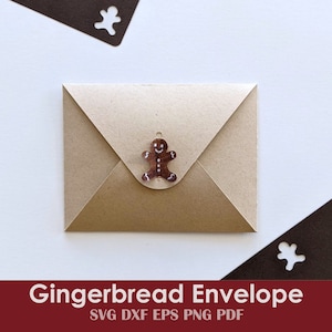 Christmas Envelope and Cards | Gingerbread Man Template with Self Sealing Tab for Invitations, Letters, Stationery, Holiday Letters