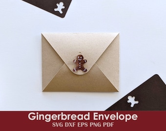 Gingerbread Man Christmas Envelope Template | Self Sealing Cookie SVG PDF