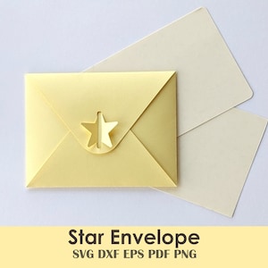 Star Envelope, Self Sealing DIY Printable Stationery Template | A2 (4.37"x5.75") or Scalable | Cricut SVG File