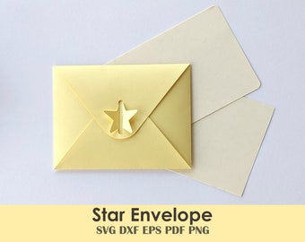 Star Envelope, Self Sealing DIY Printable Stationery Template | A2 (4.37"x5.75") or Scalable | Cricut SVG File