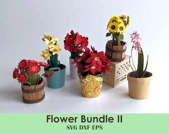 Paper Flower SVG Bundle – Miniature Flowers for Cricut & Silhouette - Instant Download Template