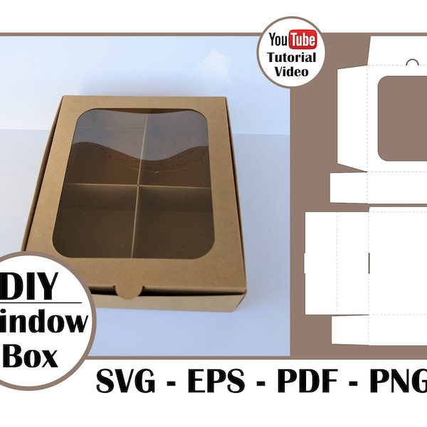 Bakery/Gift Box with Window Printable Template | Homemade Candy, Crafts, Miniatures, Party Favors, Pastry, Cookies, Cake, Mini Pies