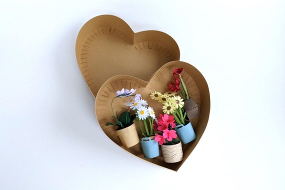 Set of 3 Heart Shaped Flower Gift Box W/ Clear Lids 8074 flowers NOT  Included More Colors Available 