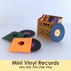 Mini Vinyl Record and Sleeve Template | For Minis, Dollhouse, Party Favors, Classroom Treat Boxes, Miniatures