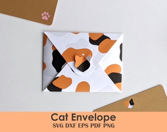 Cat Envelope Printable DIY Template | For Invitations, Letters, Cards | A2, Gift Card, Mini & Scalable | Svg Eps Pdf Png | Cricut Tested