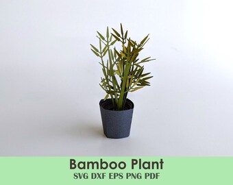 Miniature Bamboo Plant Paper Template | Dollhouse, Diorama (SVG, PDF)