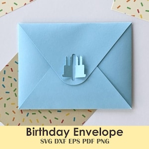 Verjaardag Envelop Sjabloon DIY | A2 (5,75 inch x 4,38") of schaalbare | Uniek verjaardagsidee, cadeaubonnen | Cricut Vriendelijke Verjaardagstaart