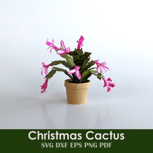 Sjabloon mini-kerstcactus | Kamerplant opgerold, vakantieminiaturen, afdrukbaar kerstdecor