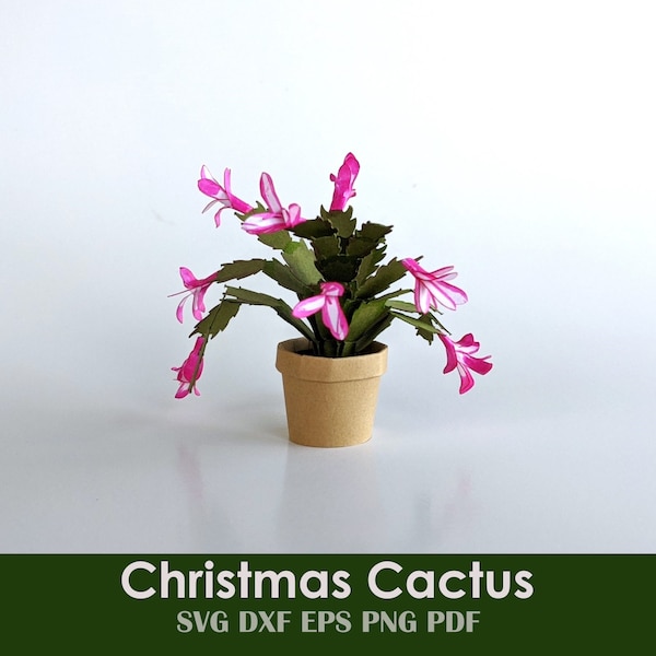 Mini Christmas Cactus Template | Rolled Paper House Plant, Holiday Miniatures, Printable Christmas Decor