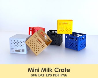 Mini Milk Crate Printable DIY Template | For Minis, Dollhouse, Party Favors, Classroom Treat Boxes, Miniatures