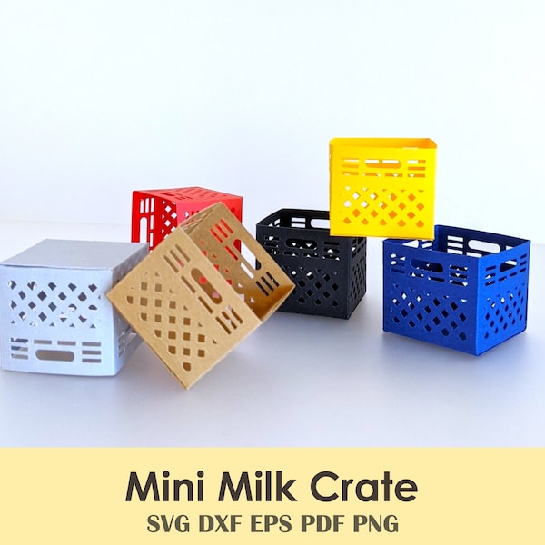 Mini Milk Crate Printable DIY Template | For Minis, Dollhouse, Party Favors, Classroom Treat Boxes, Miniatures