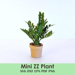 Plantilla de planta ZZ de papel / Planta ZZ de papel enrollada para tarjetas, miniaturas, casas de muñecas, centros de mesa y decoraciones para fiestas