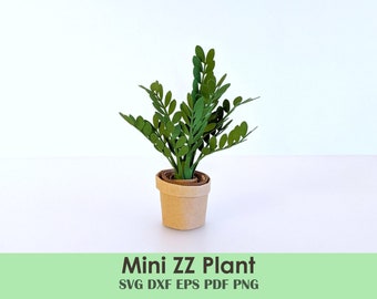 Paper ZZ Plant Template | Rolled Papercraft ZZ Plant for Cards, Minis, Dollhouse, Centerpieces, Party Decorations