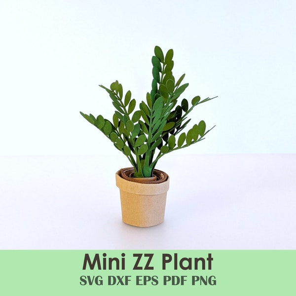 Paper ZZ Plant Template | Rolled Papercraft ZZ Plant for Cards, Minis, Dollhouse, Centerpieces, Party Decorations