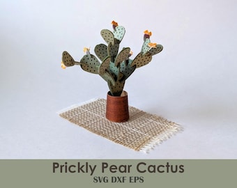 Prickly Pear Cactus | Papercraft Miniature Plant SVG Template